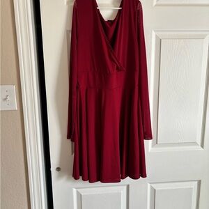SHEIN Deep Red Long Sleeve Dress